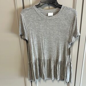 Gray Ruffle Hem Women's Top